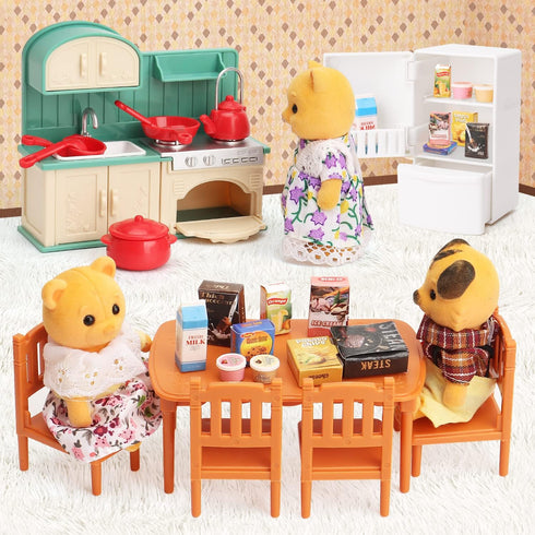 Dollhouse Furniture Set for Kids Toys Miniature Doll House Accessories Pretend Play Toys for Boys Girls & Toddlers Age 3+ with Kitchen...