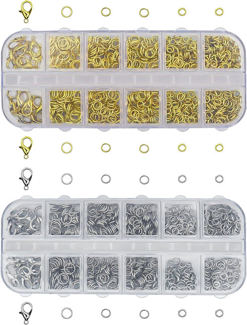1720pcs Jump Rings for Jewelry Making Kit with Jump Rings and Lobster Clasps?Gold & Silver Open Jump Rings for Necklace and Jewelry Repair?Jewelry...
