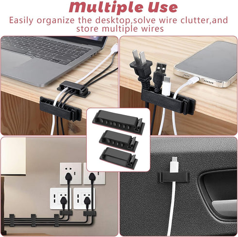 Cable Management Clips, 20 Pcs Self-Adhesive Cable Clips, Electrical Cord Management Cable Organizers Wire Clips Cord Holder Under Desk for TV PC ...
