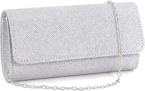 Women's Evening Bag Silver Square Exquisite Handbag Crossbody Shoulder Bag Purses for Dressy Party Prom Wedding...
