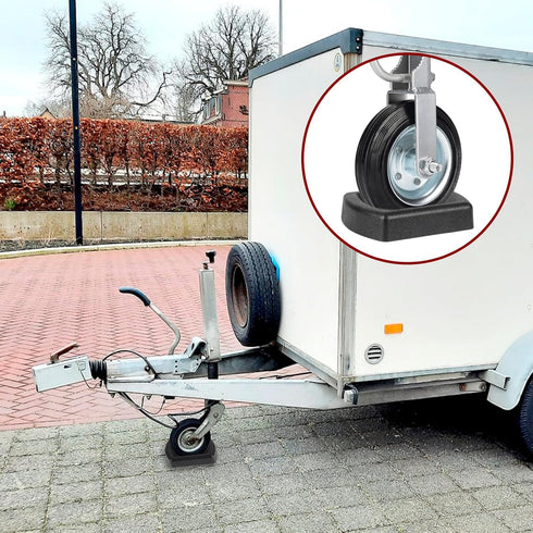 Jack Wheel Chock, Heavy Duty Reinforced Rubber Jack Caster Wheel Dock for Caravans and Trailers, Wheel Chock Stabilizer Wheel Stopper for 6 Inch J...
