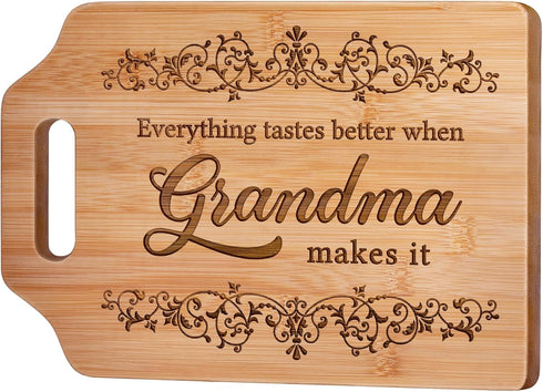 Grandma gifts, Gifts for Grandma - Engraved Bamboo Cutting Board 12.3"L x 8.7"W x 0.4"Th - Grandma Birthday Gifts, Grandma gifts from Grandkids...
