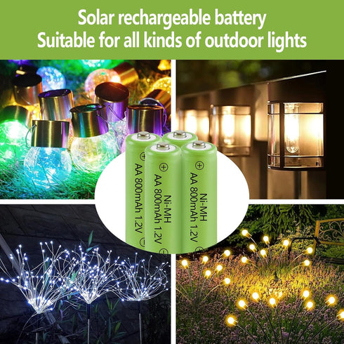 JINTION Solar Rechargeable Ni-MH AA Batteries AA 800 mAh Battery 4 Pack...