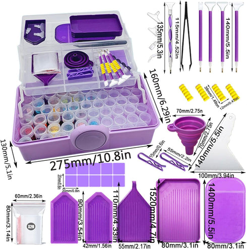 Diamond Painting Storage Containers Tools Accessories Kits with Shockproof Jars,DIY Diamond Art Tool Kits Craft Jewelry Bead Rhinestones Organizer...