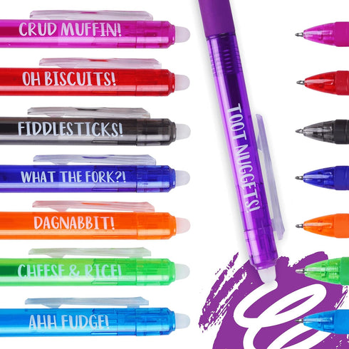 Funny Pens for Adults with Erasable Gel Ink Refills Included, 8 Pack Funny Pens for Coworkers with Ink Refills, Funny Nurse Pens, Funny Work Pens,...