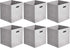 Amazon Basics Collapsible Fabric Storage Cubes with Oval Grommets - 6-Pack, Light Grey, 10.5 x 10.5 x 11 inches...