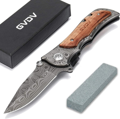 GVDV Pocket Folding Knife for Men, 3.5” Blade 7Cr17 Steel Pocket Knives& Folding Knives with Safety Liner-Lock, Tactical Camping Hunting Fishing S...