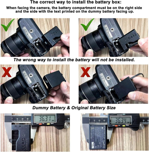 TKDY LP-E10 EOS Rebel T7 Dummy Battery ACK-E10 Continuous Power Supply DR-E10 DC Coupler Kit for Canon EOS T7 T6 T5 T3, Kiss X50 X70 X80 X90, EOS ...