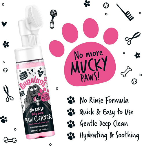 Dog Paw Cleaner No Rinse Foam Cat & Dog shampoo with Silicone Brush Head, waterless grooming products. Travel friendly paw cleaner for dogs defeat...