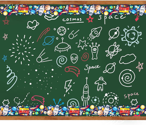 67.9 Ft Space Astronauts Bulletin Board Borders Die-Cut Bulletin Borders Planet Shape Rolled Bulletin Board Trim for School Classroom Office Chalk...