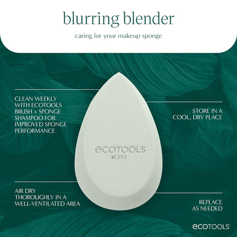 EcoTools Blurring Blender Makeup Sponge, Makeup Blending Sponge For Blurred Skin, For Liquid & Cream Foundation, Eco Friendly & Latex Free, Cruelt...