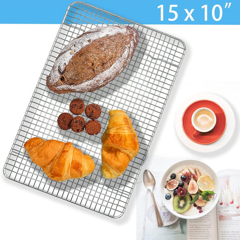 Cooling Rack, Oven Safe, 15 x 10 inches Baking Rack for Oven Cooking, Stainless Steel Wire Rack for Baking...
