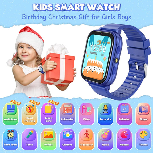 Kids Smart Watches Boys Educational Toys Gifts with Audiobook Learn Card Puzzle Games, HD Touch Screen Camera Music Pedometer Flashlight, Toys for...