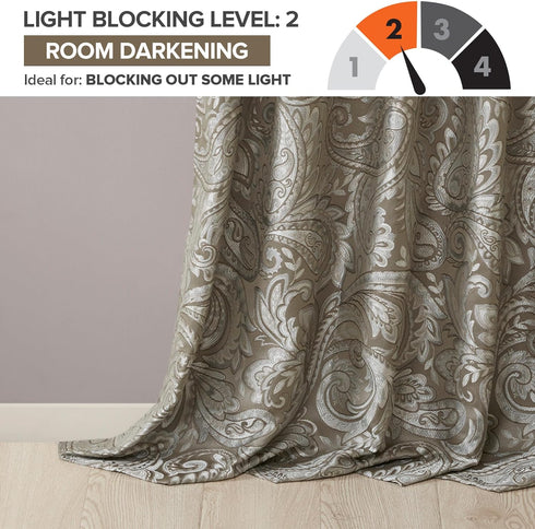 Madison Park Aubrey 2 Panel Curtain Faux Silk Paisley Jacquard, Rod Pocket Curtain for Living Room, Kitchen, Room Darkening Window Drape for Bedro...