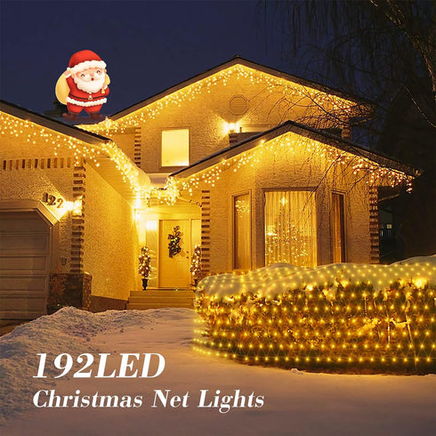 192 LED Net Lights Outdoor Mesh Lights,8 Modes Net Lights for Bushes Plug in, Waterproof Christmas Net String Lights for Bushes Ceiling Wedding In...