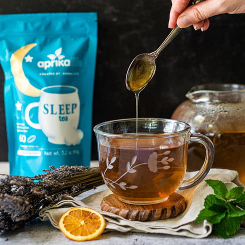 Aprika Life Sleep Tea for Bedtime Relaxation & Stress Relief – Natural Caffeine-Free Herbal Nighttime Tea with Chamomile, Lavender, Mint & Hibiscu...