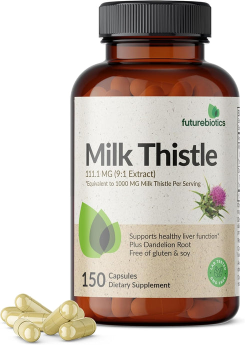 Futurebiotics Milk Thistle Silymarin Marianum & Dandelion Root Liver Health Support, Antioxidant Support, Detox, 150 Capsules...