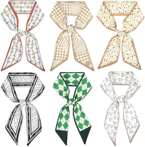 6 Pcs Women's Handbag Scarf Head Scarf for Hair Purse Scarf Handle Ribbon Satin Neck Scarf Neckerchief...