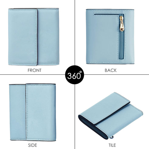 Travelambo RFID Blocking Small Mini Compact Wallet Coin Pouch Holder Trifold Credit Card Holder Pocket Purse for Women (Napa Blue)...
