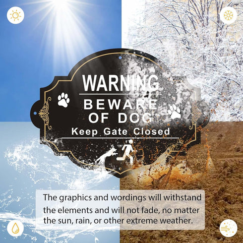 Beware of Dog Sign, 2 Pack Beware of Dog Signs for Fence, 10.6x7.7 Inch Rust Free Aluminum Metal Sign, Fade Resistance, UV Protected, Indoor/Outdo...