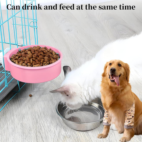 Crate Water Bowl No Spill Water Bowl for Dog Crate Kennel Water Bowl Hanging Pet Cage Bowls with Bolt Holder for Dog, Puppy, Cat, Rabbit, ect?PINK...