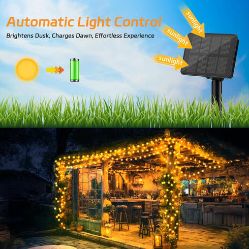 Solar Fairy Lights Outdoor Waterproof,39.4ft 120LED Solar String Lights for Outside 8 Modes 2 Packs for Patio Backyard Garden Deorations Warm Whit...