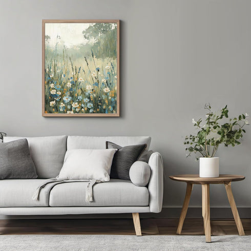 Posterizer 1 pcs-tranquil meadow scene-field of flowers in oil painting style 6-Landscape & Nature Art-Floral & Botanical Art-Decor for Home & Off...