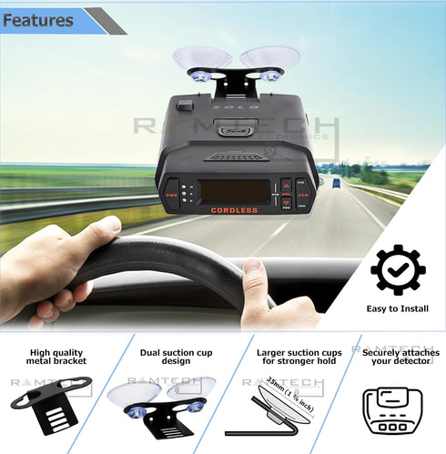 Ramtech Car Windshield Mount with Suction Cup Holder for Radar Laser Detector, Compatible with Beltronics STi Magnesium Construction/STi Magnum 94...