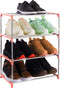 4-Tier Stackable Small Shoe Rack, Lightweight Shoe Shelf Storage Organizer for Entryway, Hallway and Closet (Pink)...