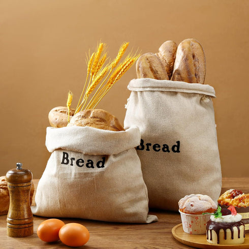 Woanger Linen Bread Bags Burlap Reusable Drawstring Bread Bags 12 x 15 Inch Unbleached Loaves Pastries Pouch Handmade Food Storage for Bakery Bagu...