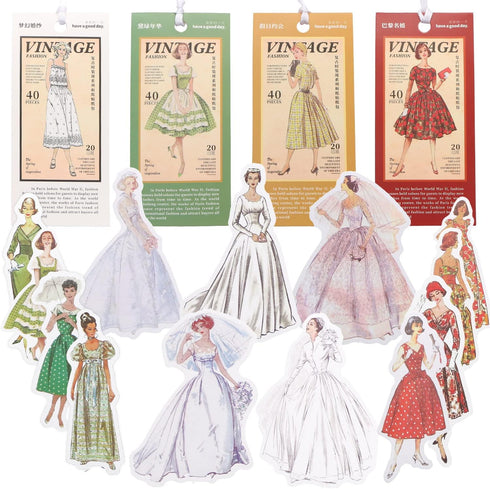 160Pcs Vintage People Stickers, Retro Fashion Paris Ladies Girls Women Aesthetic Washi for Scrapbooking Supplies,Vinyl Bullet Junk Journal Kit Alb...