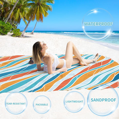 BYDOLL Beach Blanket Sandproof Waterproof 78''×81''1-4 Adults Compact Lightweight Oversized Beach Blanket Large Picnic Mat Beach Blanket for Trave...