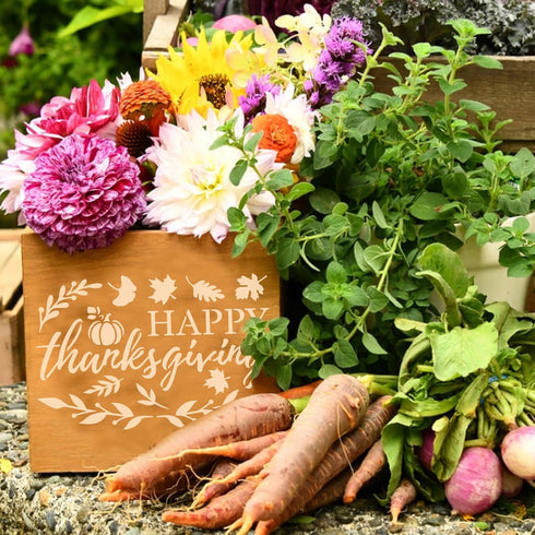 FINGERINSPIRE Happy Thanksgiving Stencil 11.7x8.3 inch Maple Leaf Stencils Plastic Pumpkin Leaves Patterns Template Fall Autumn Theme Stencil Reus...