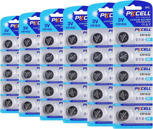 PKCELL CR1632 Battery 3V Lithium Button Coin Cell for Key Fob(30 Counts)...
