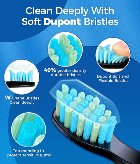 Sonic Electric Toothbrush for Adults, Power Electric Toothbrush with 8 Brush Heads, Travel Case, 40000 VPM Deep Clean 5 Modes, Rechargeable Toothb...