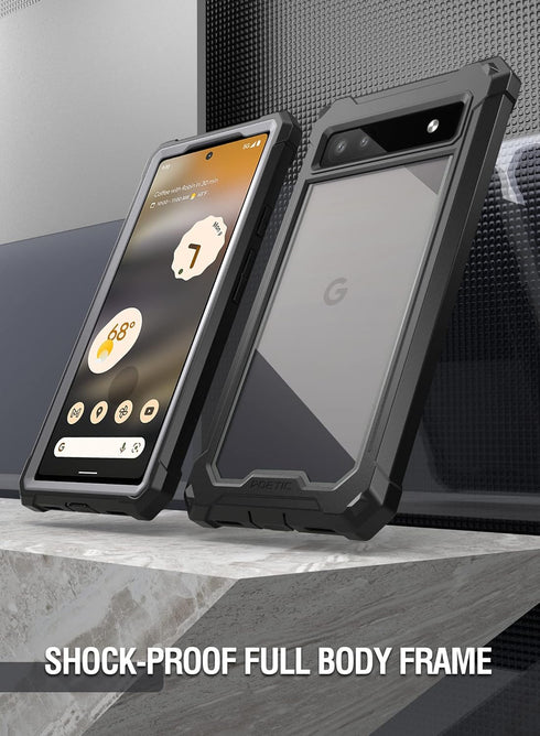 Poetic Guardian 6FT Drop Tested Case for Pixel 6A 5G - Built-in Screen Protector, Full Body Hybrid Shockproof, Black/Clear...