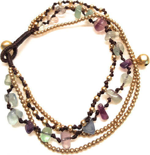 Infinityee888 Fluoride Anklet Bracelet with Bell Stone Handmade Brass Bead Bells Indian Boho Anklet for women, teen girls - JA242...