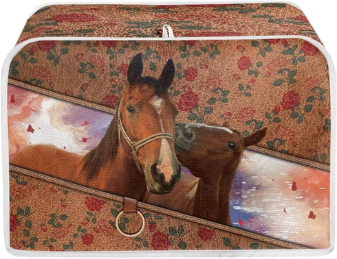 Horse Toaster Dust Cover, Universal Toaster Covers Bread Maker Cover Rsoe Print Bakeware Protector Small Appliance Dust Storage Bag for 4 Slice To...