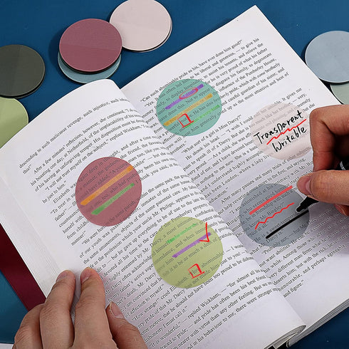 Juome Transparent Sticky Notes, 400Pcs Morandi Cute Round Clear Sticky Tabs, Translucent Book Markers Page Flags Stickers, Bible Journaling Access...