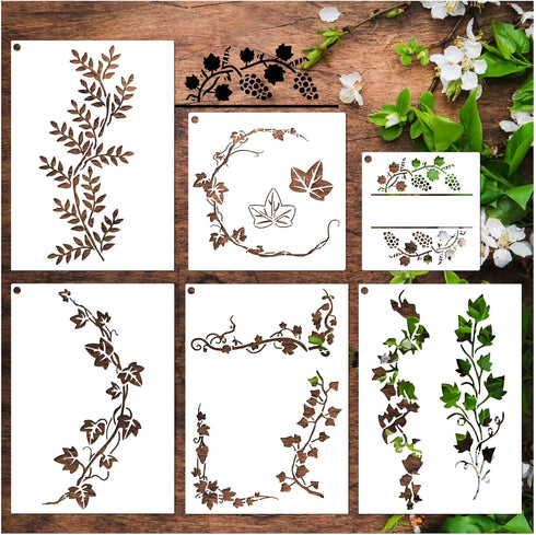 Large Leaf Vine Stencils for Painting on Walls Wood Canvas Fabric Leaves Paint Stencil for Crafts Kids Adult Art Projects Drawing Reusable Pattern...