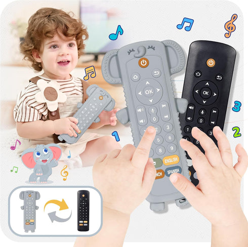 Toddler toys - Baby Remote Control Toy with Elephant Silicone Cover - Educational Musical Baby Toddler toys with Realistic Play, Lights, and Sound...