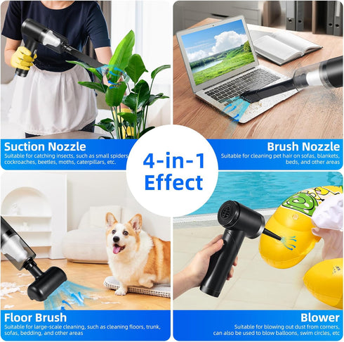 Foldable Handheld Vacuum and Blower Cordless Rechargeable Bug Vacuum Catcher Long Reach Grabber for Insect Spider Fly, Portable Small Auto Vacuum ...