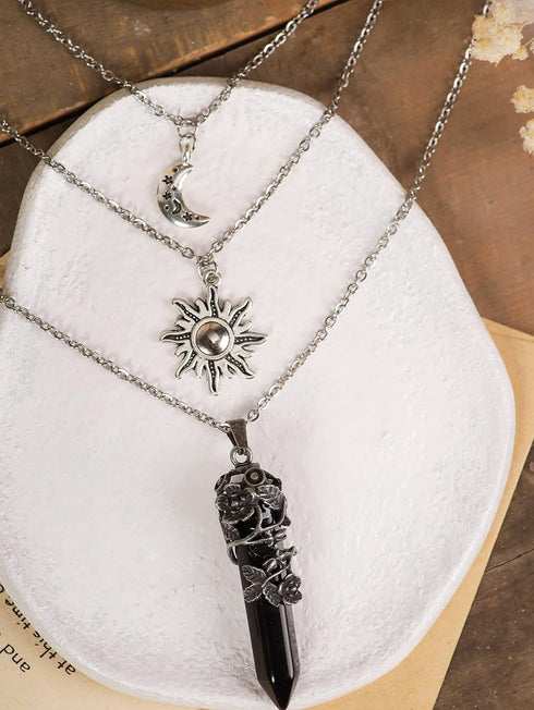 Sacina Gothic Crescent Moon Choker Necklace, Moon Sun Star Choker Necklace, Goth Necklace, Gothic Necklace, Halloween Christmas New Year Jewelry G...