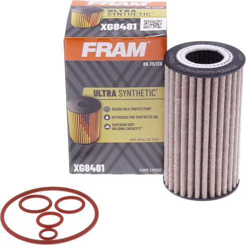 FRAM Ultra Synthetic Automotive Replacement Oil Filter, Designed for Synthetic Oil Changes Lasting up to 20k Miles, XG8481 (Pack of 1)...
