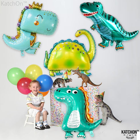 KatchOn Huge Dinosaur Balloons - 38 Inch, Pack of 4 | Dino Balloons for Baby Dinosaur Party Decorations...