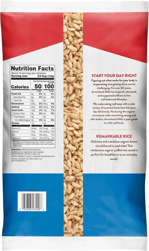 Arrowhead Mills Puffed Rice Cereal, 6 oz Bag (Pack of 2)...