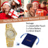 JewelryWe Men Women Watches Stylish Rhinestone Round Quartz Watch Gold Plated Stainless Steel Wristwatch for Valentine’s Day...