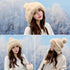 Peicees Womens Fur Hats with Pompom for Winter Warm Knit Beanie Skull Cap Russian Ushanka Trapper Hat with Ear Cover...