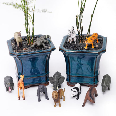 12Pcs Mini Safari Animals Figures Toys, Plastic Forest Jungle Zoo Animals Figurines, Realistic Wild Rainforest Animals Playset for Kids Toddlers, ...