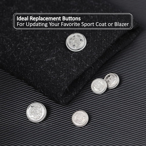 14 Pieces Silver Metal Blazer Button Set 23mm 18mm Blazer Buttons Men Metal Suit Buttons for Men Silver Buttons for Blazer,Suits,Sport Coat,Unifor...